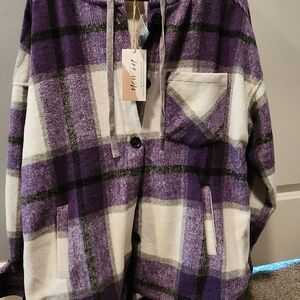 Purple and White Oversized Boxy Hoodie